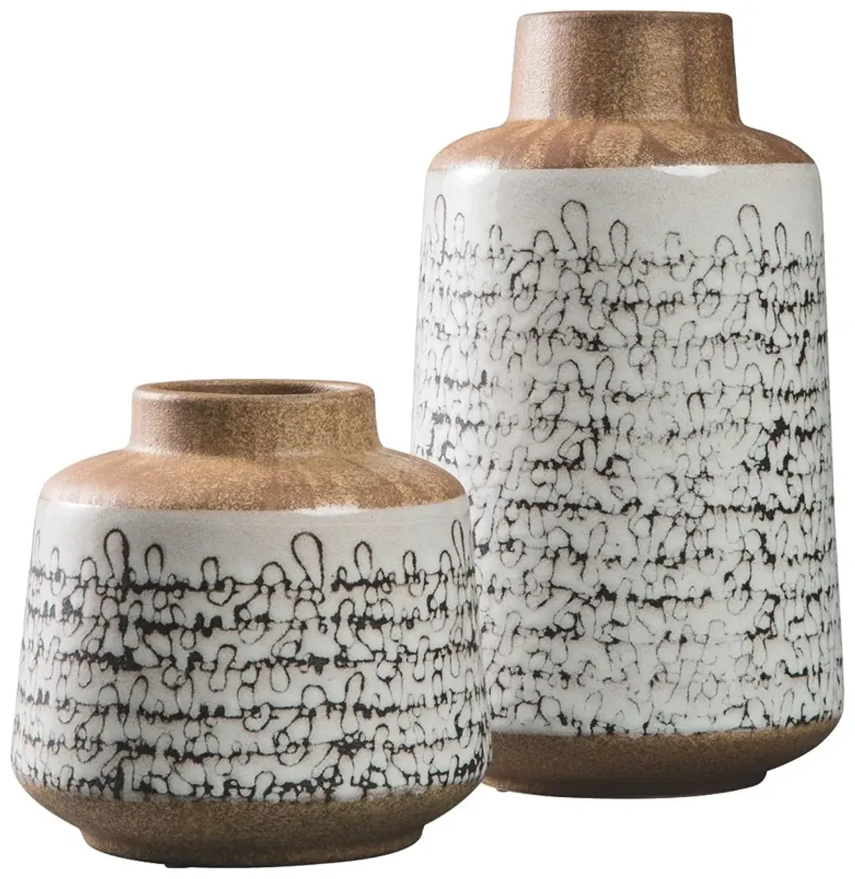 Meghan - Tan / Black - Vase Set (Set of 2)