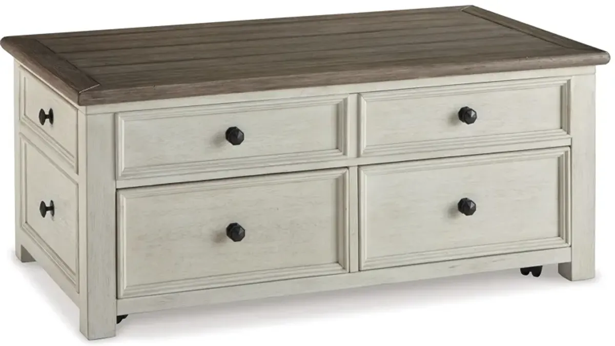 Bolanburg - Lift Top Cocktail Table - White / Brown / Beige