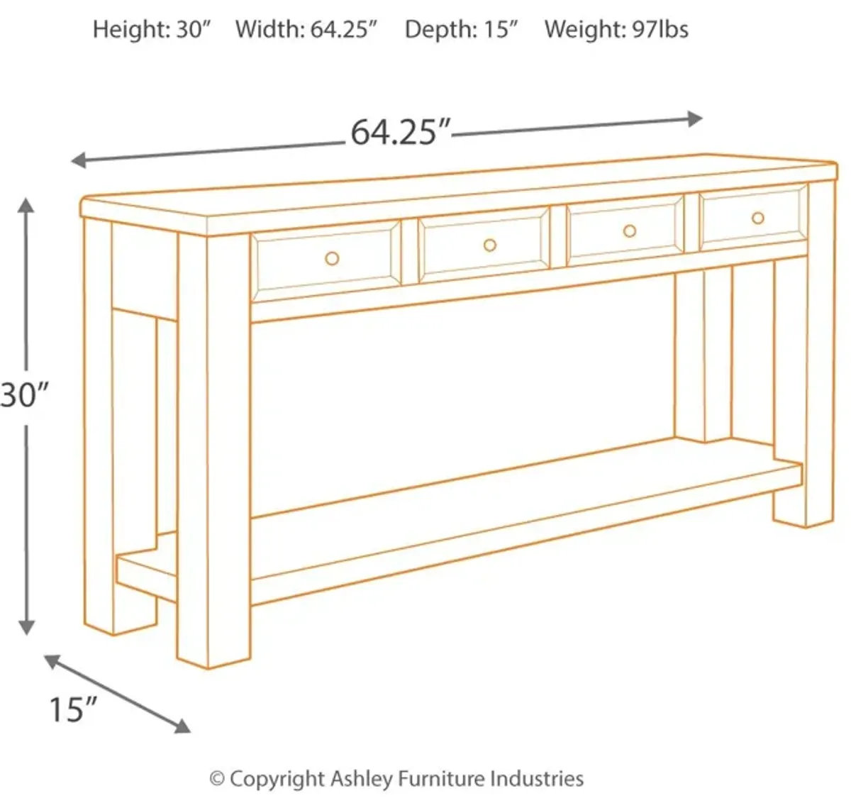 Gavelston - Black - Sofa Table