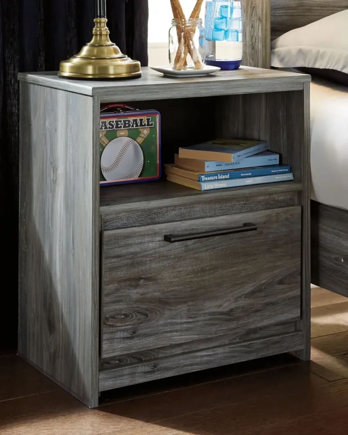 Baystorm - Gray - One Drawer Night Stand