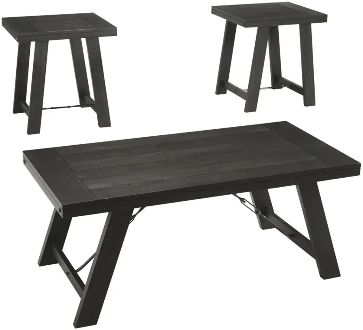 Noorbrook - Black / Pewter - Occasional Table Set (Set of 3)