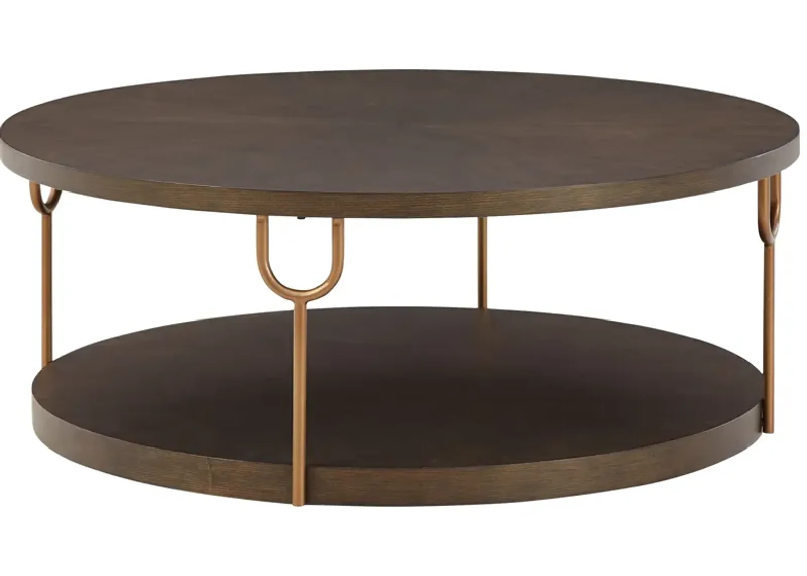 Brazburn - Dark Brown / Gold Finish - Round Cocktail Table