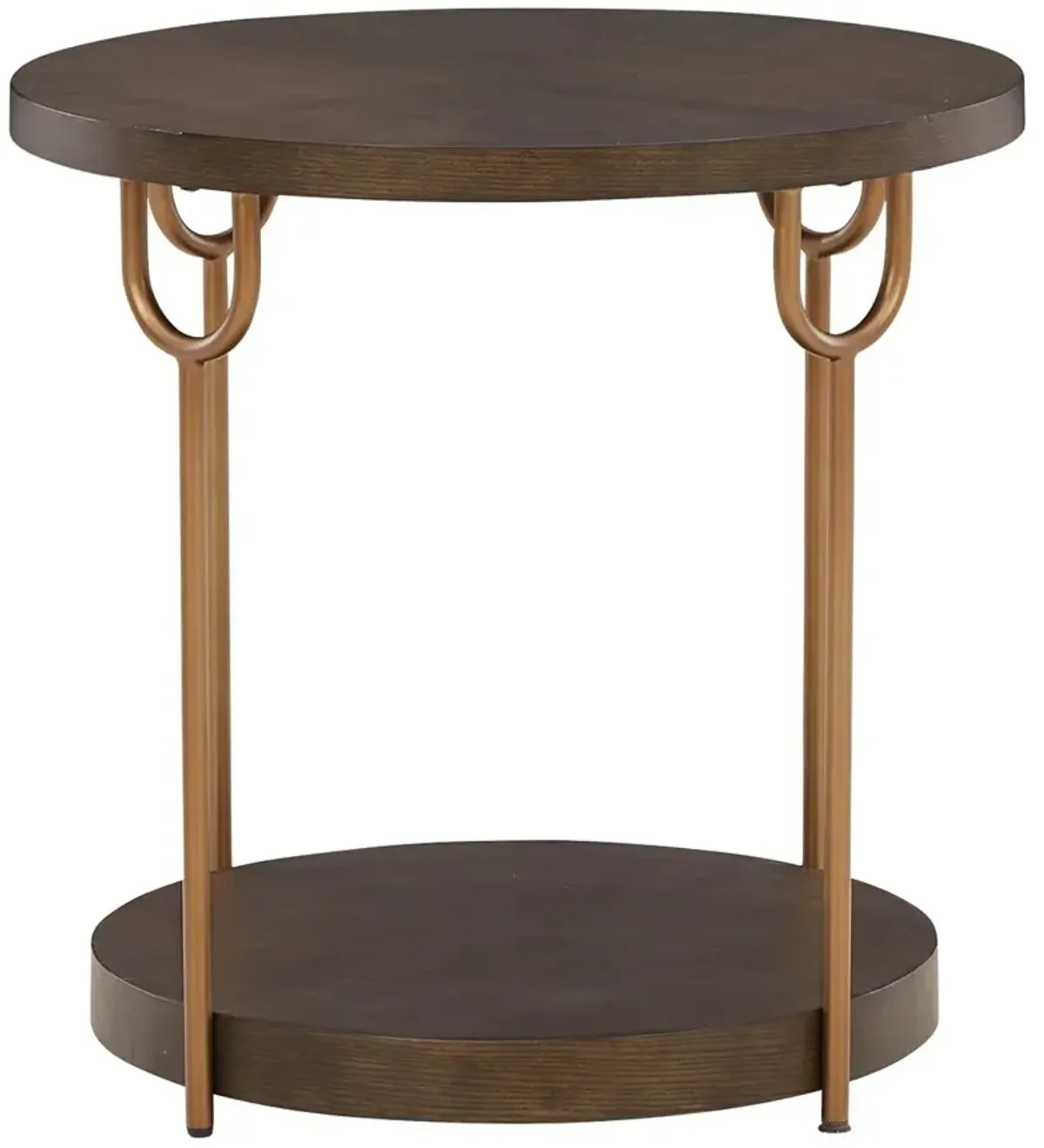 Brazburn - Dark Brown / Gold Finish - Round End Table