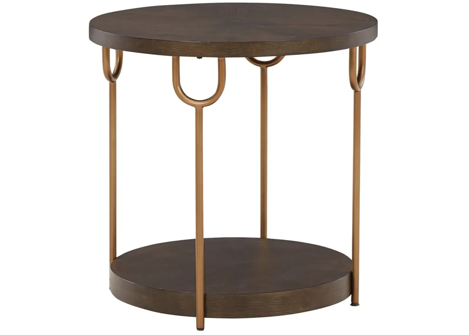 Brazburn - Dark Brown / Gold Finish - Round End Table