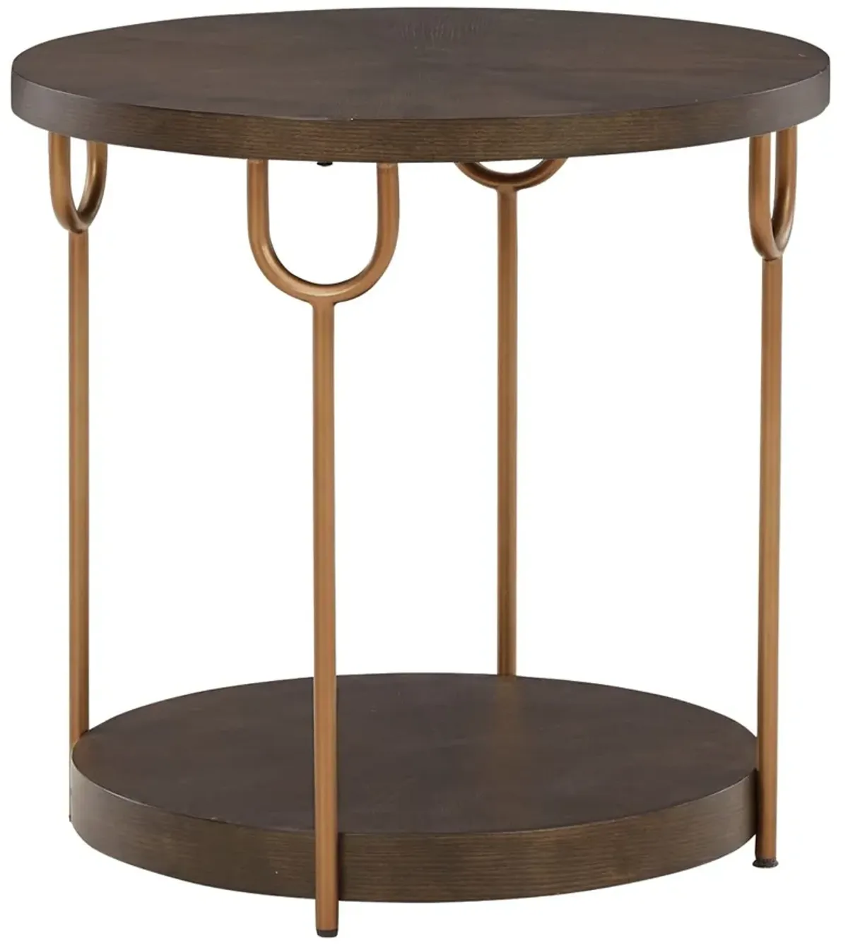 Brazburn - Dark Brown / Gold Finish - Round End Table