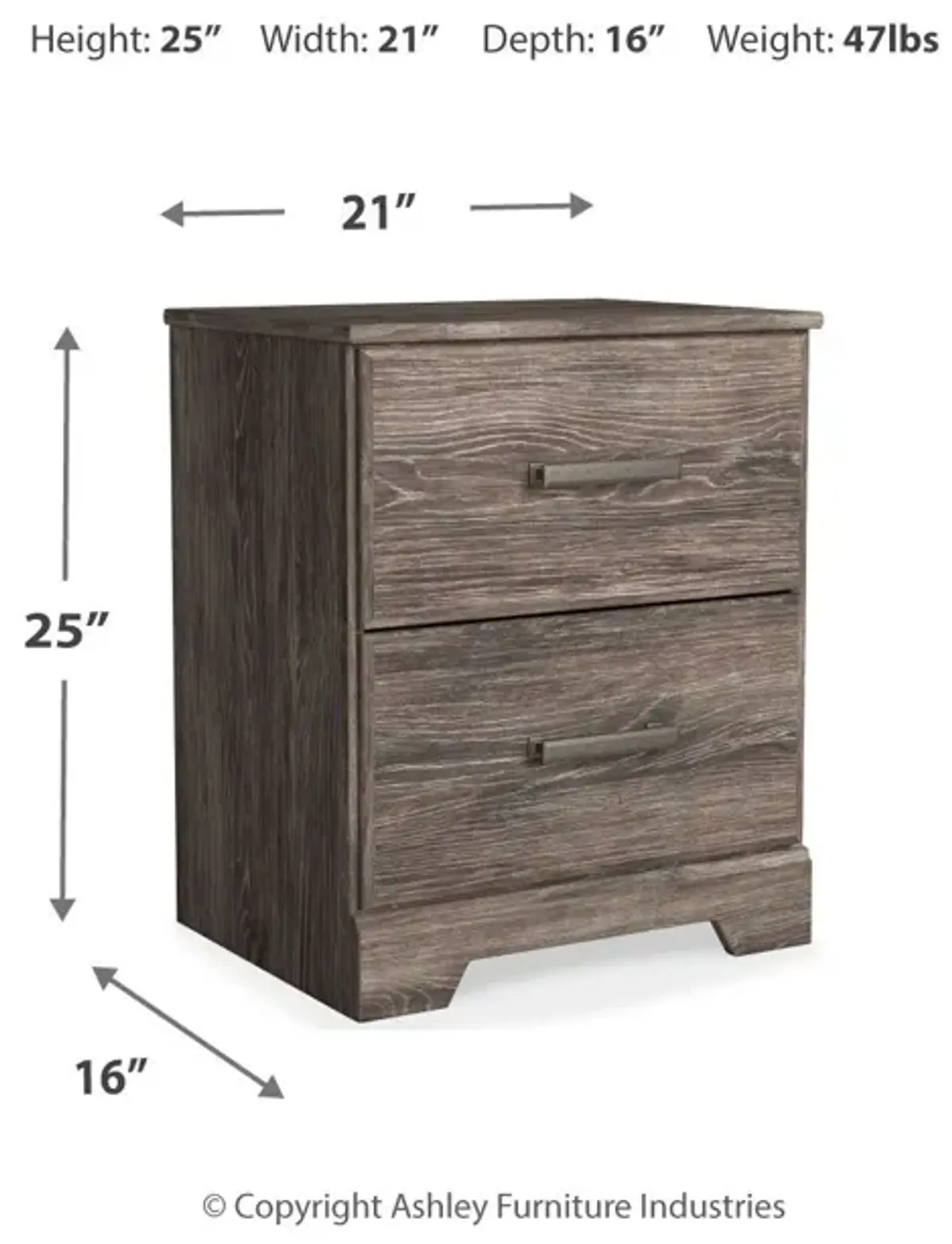 Ralinksi - Gray - Two Drawer Night Stand