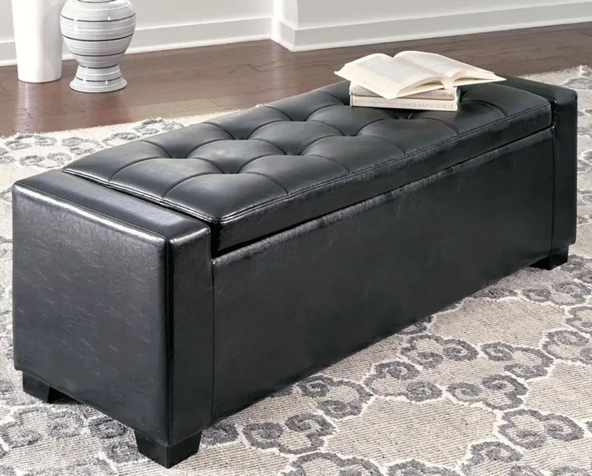 Benches - Black - Upholstered Storage Bench - Faux Leather