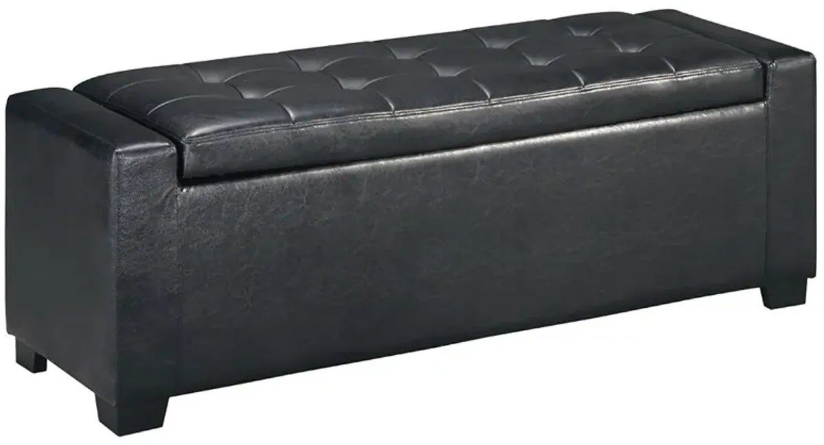 Benches - Black - Upholstered Storage Bench - Faux Leather