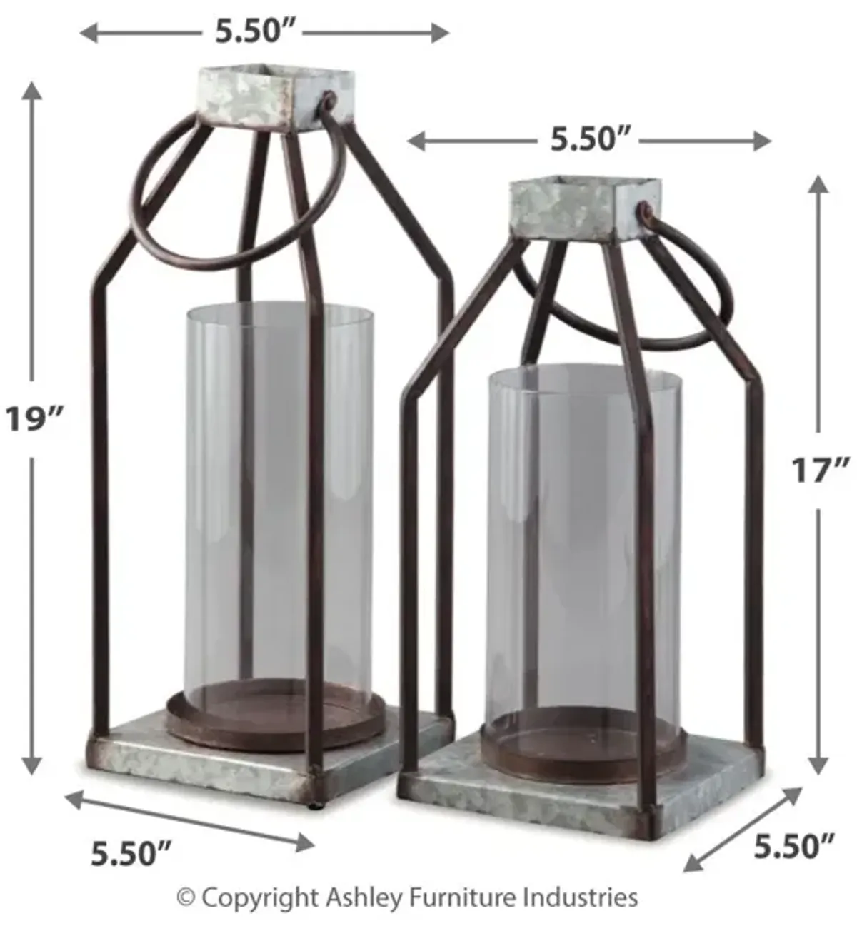 Diedrick - Gray / Black - Lantern Set (Set of 2)