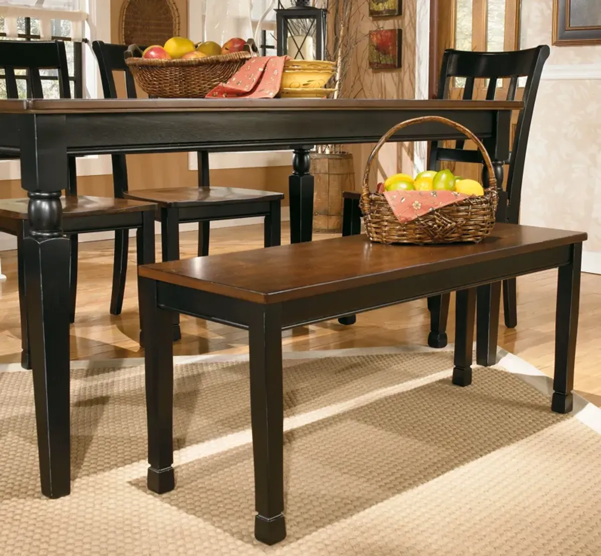 Owingsville - Black / Brown - Large Dining Room Bench