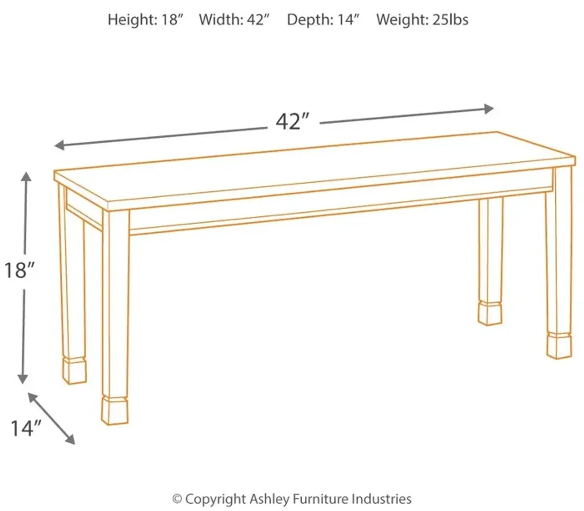 Whitesburg - Brown / Cottage White - Large Dining Room Bench