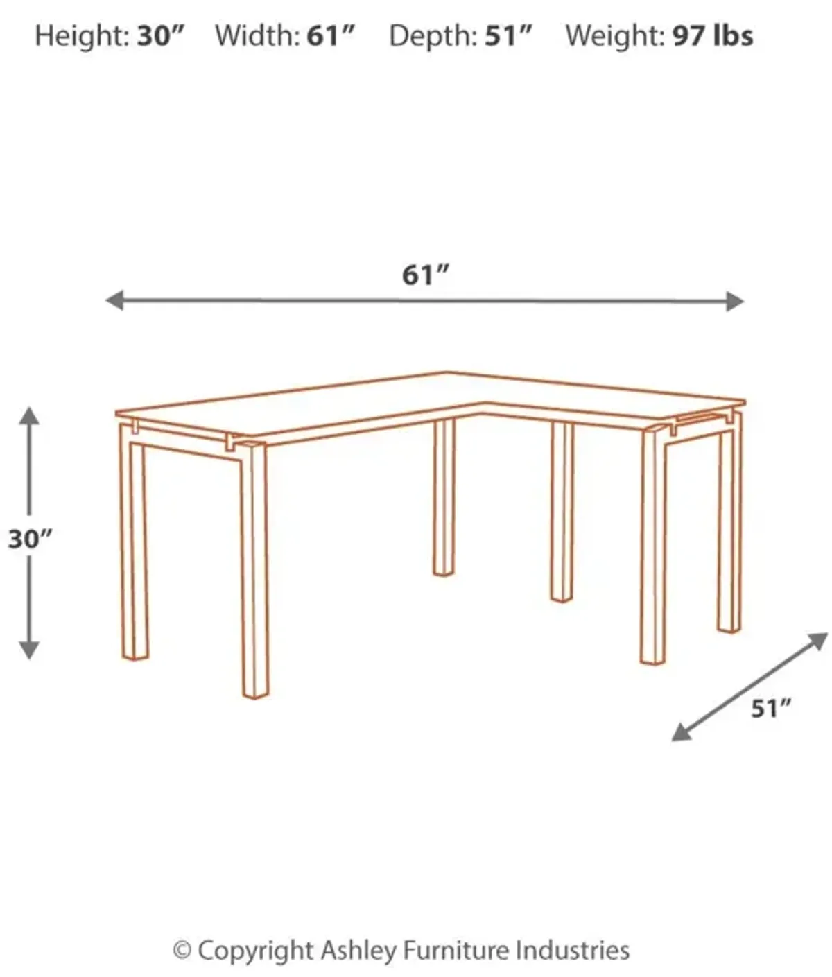 Baraga - White - L-desk