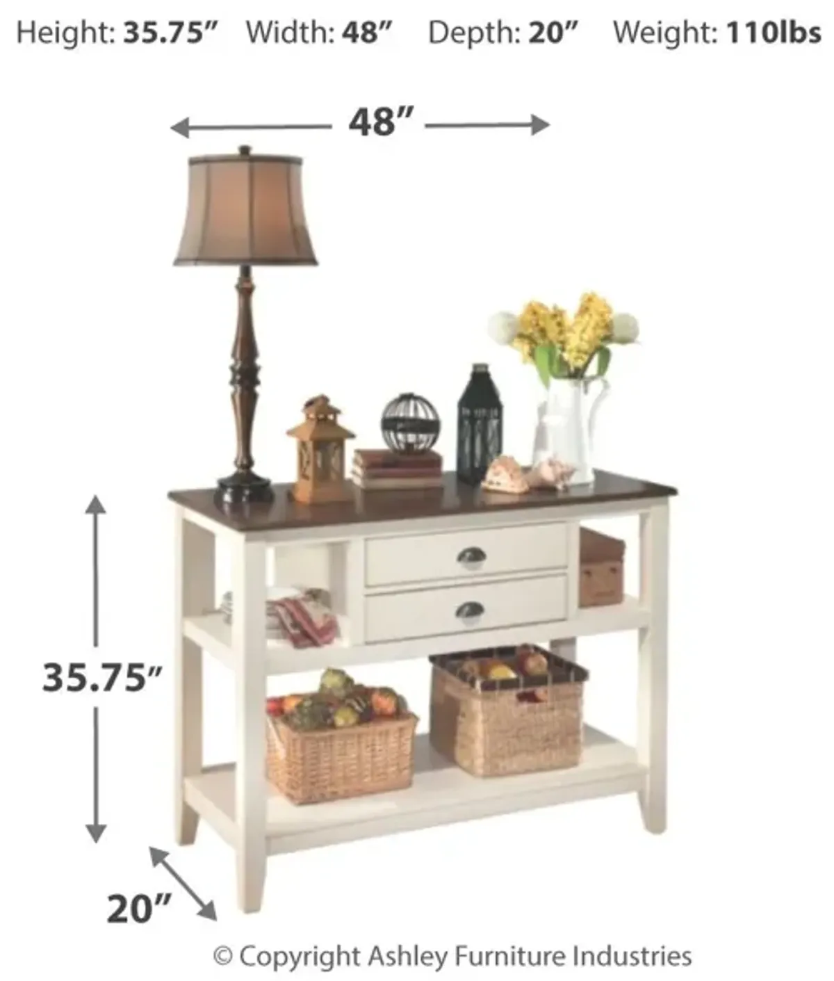 Whitesburg - Brown / Cottage White - Dining Room Server