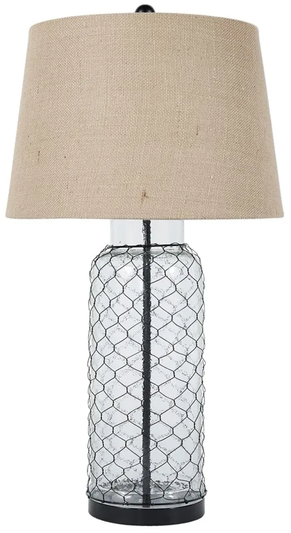 Sharmayne - White - Glass Table Lamp  - Wrapped with Wire