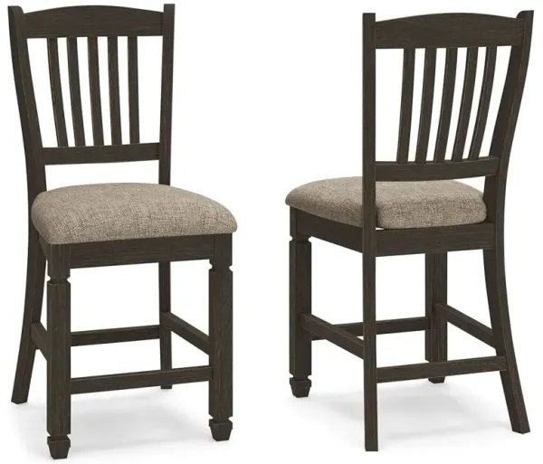 Tyler Creek - Upholstered Barstool (Set of 2) - Black / Grayish Brown