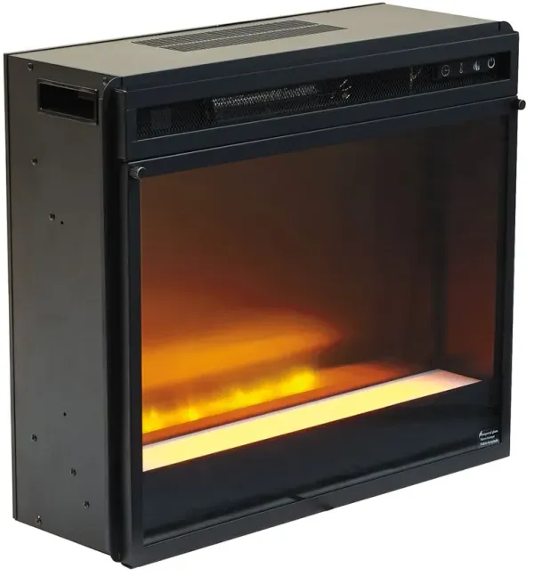 Entertainment Accessories - Fireplace Insert Glass/Stone - Black