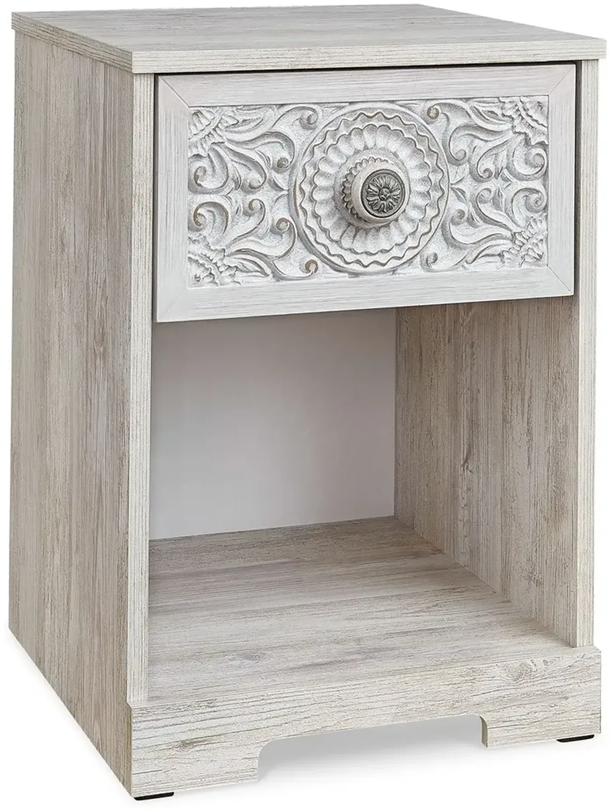 Paxberry - Whitewash - One Drawer Night Stand - Open Cubby