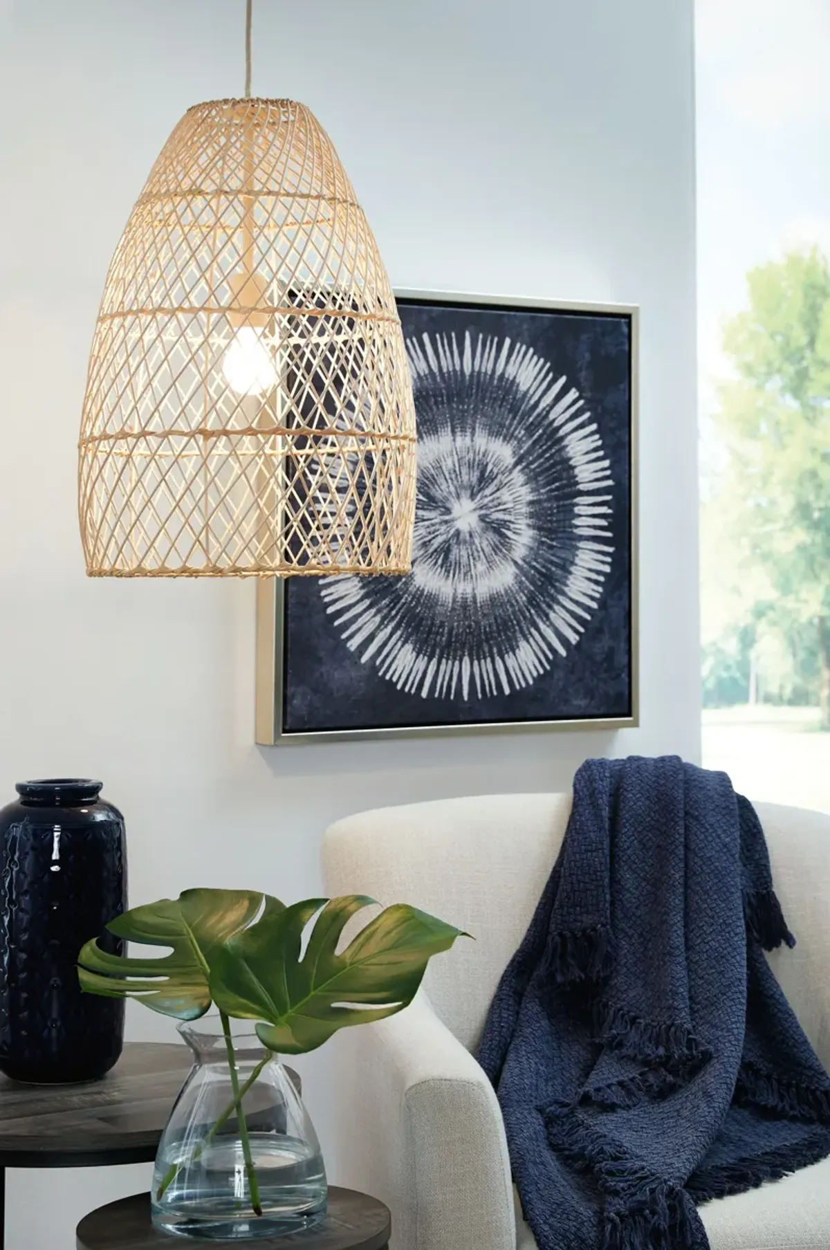 Calett - Beige - Rattan Pendant Light