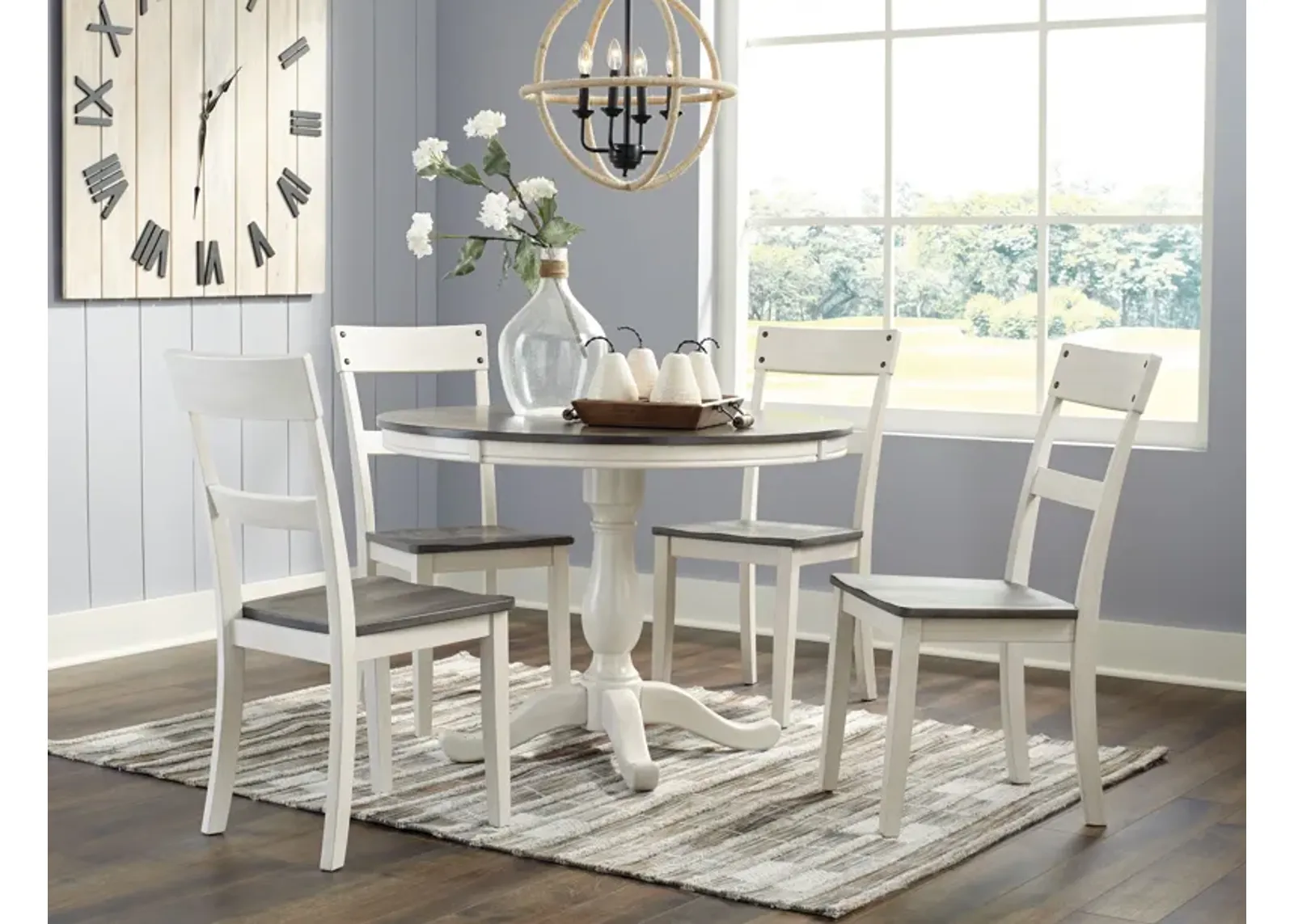 Nelling - White / Brown / Beige - 6 Pc. - Dining Room Table, 4 Side Chairs