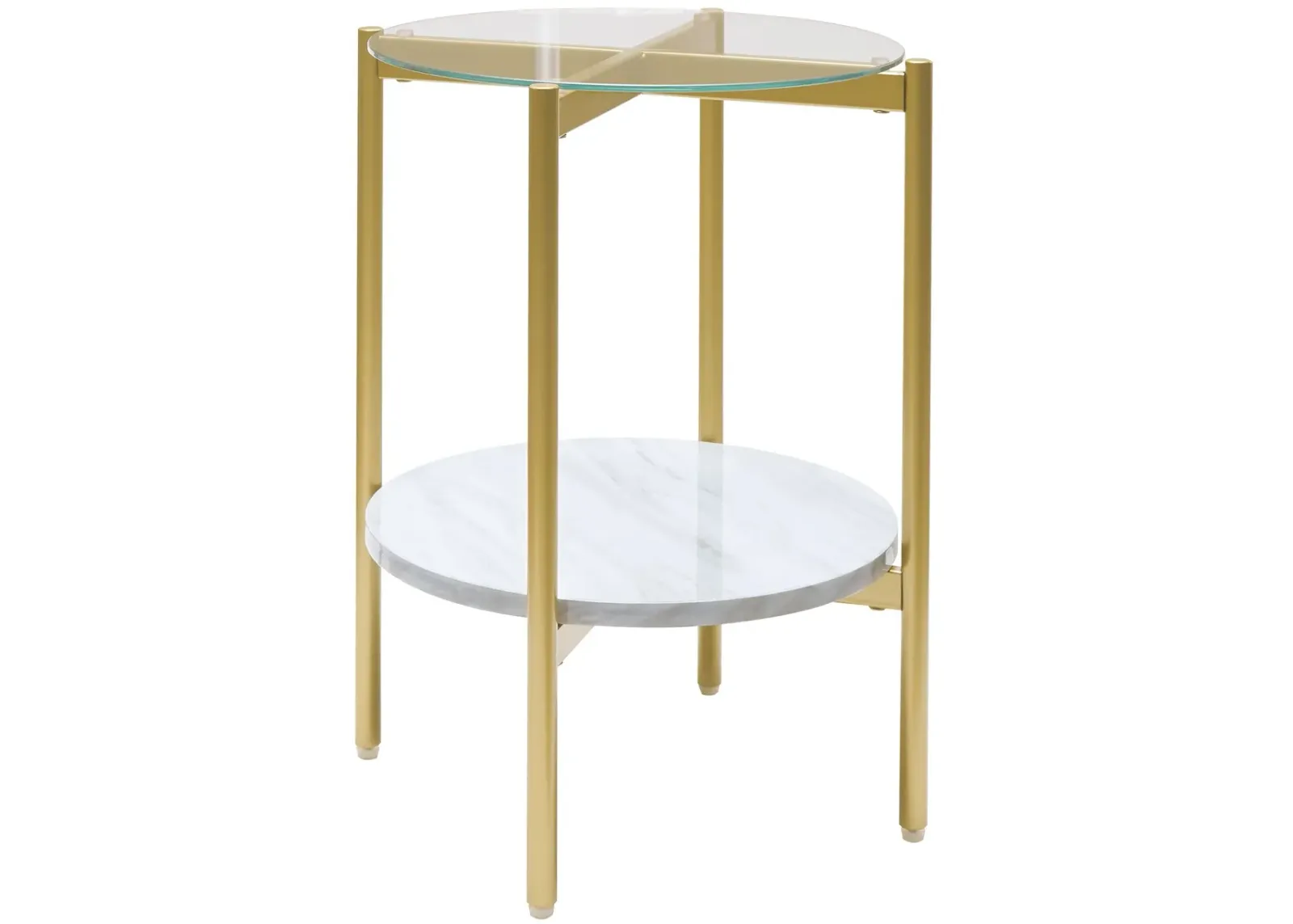 Wynora - White / Gold - Round End Table