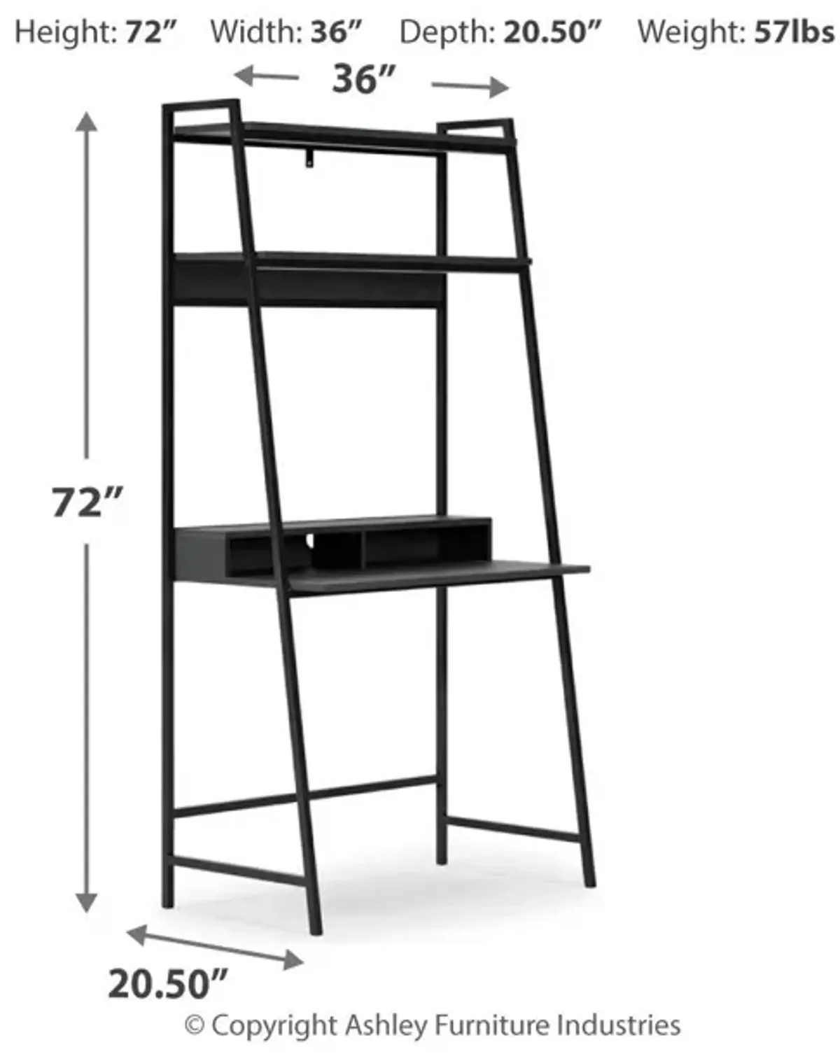 Yarlow - Black - Home Office Desk And Shelf