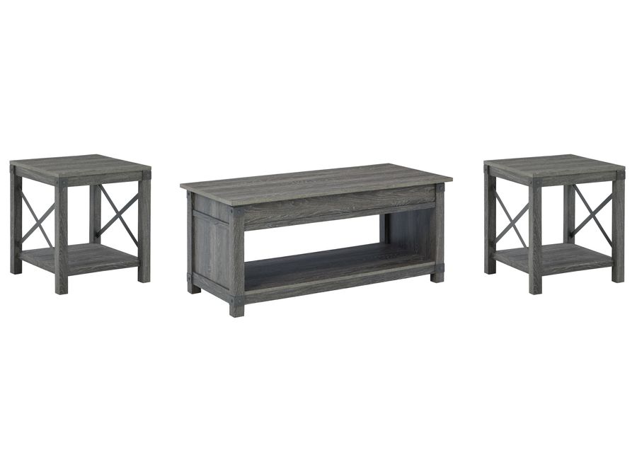 Freedan - Grayish Brown - 3 Pc. - Coffee Table, 2 End Tables