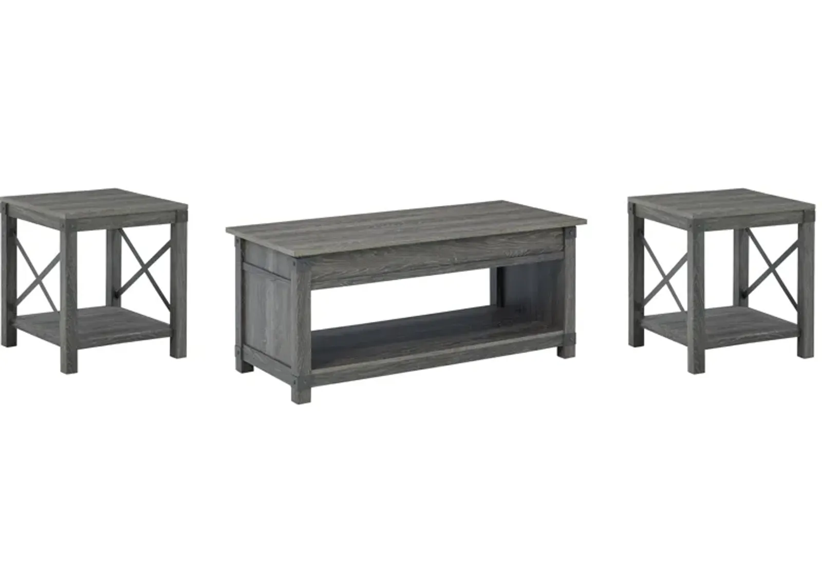 Freedan - Grayish Brown - 3 Pc. - Coffee Table, 2 End Tables