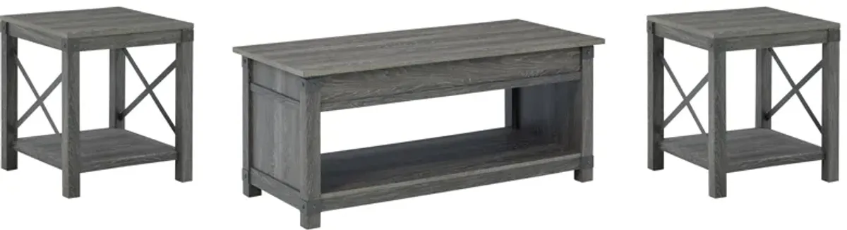 Freedan - Grayish Brown - 3 Pc. - Coffee Table, 2 End Tables