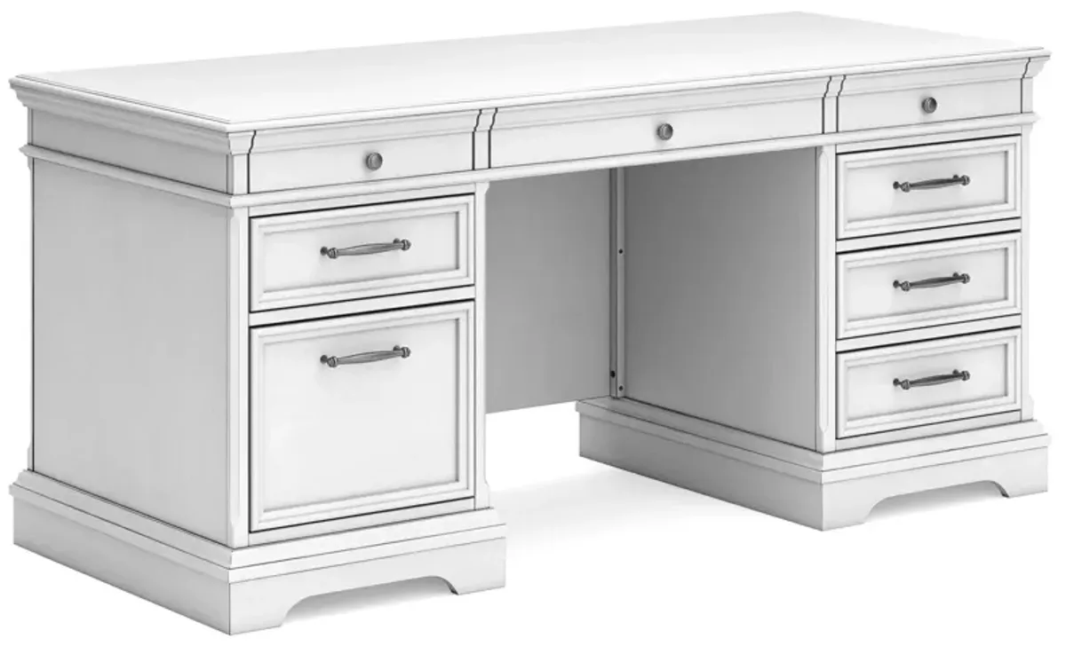 Kanwyn - Whitewash - Home Office Desk With Eight Drawers