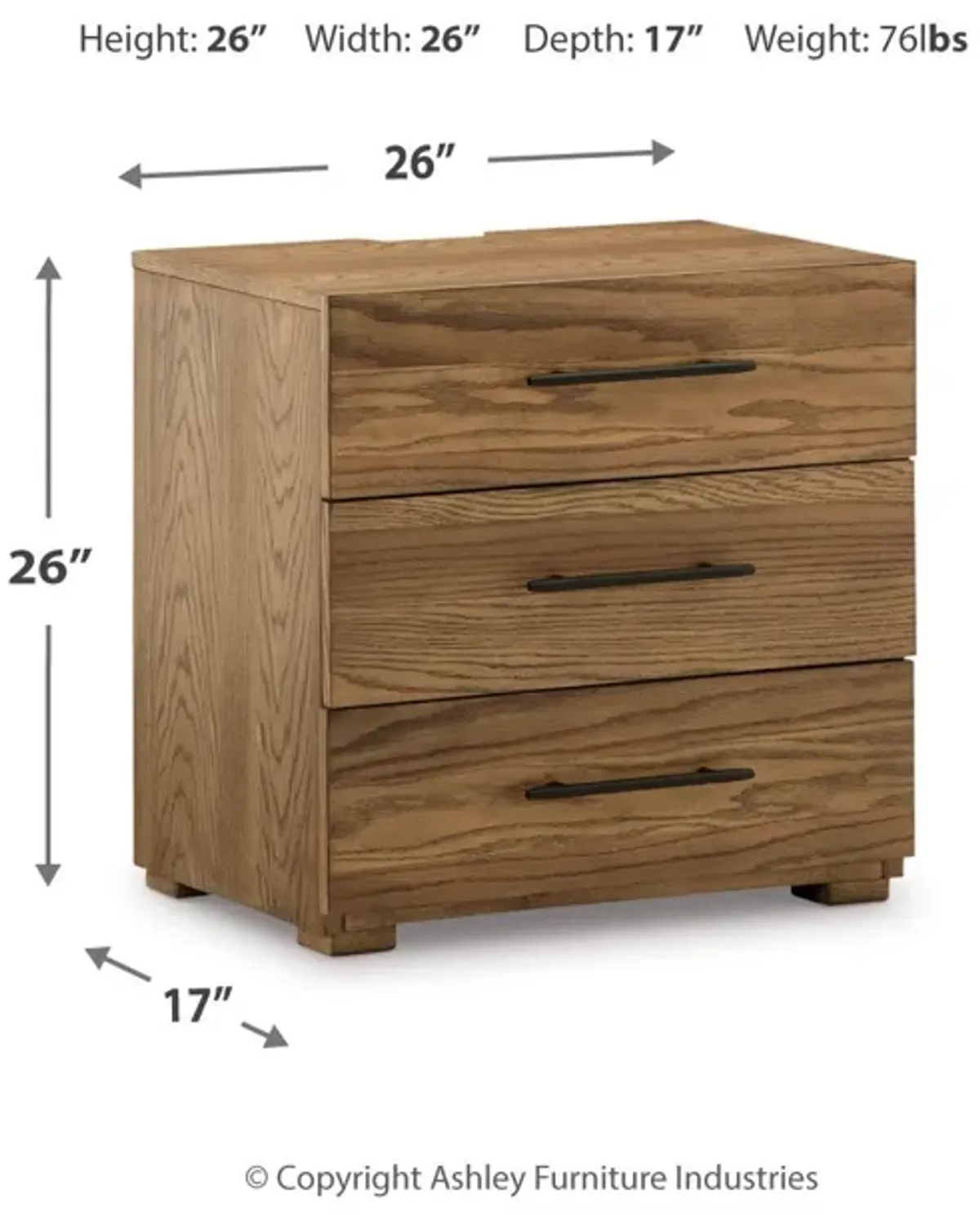 Dakmore - Brown - Three Drawer Night Stand