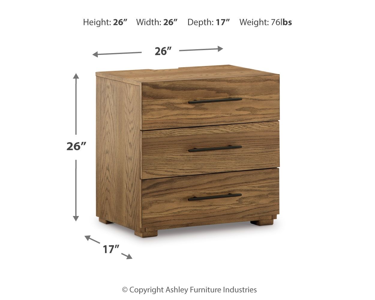 Dakmore - Brown - Three Drawer Night Stand