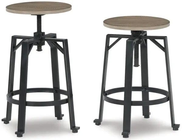 Lesterton - Light Brown / Black - Swivel Stool (Set of 2)