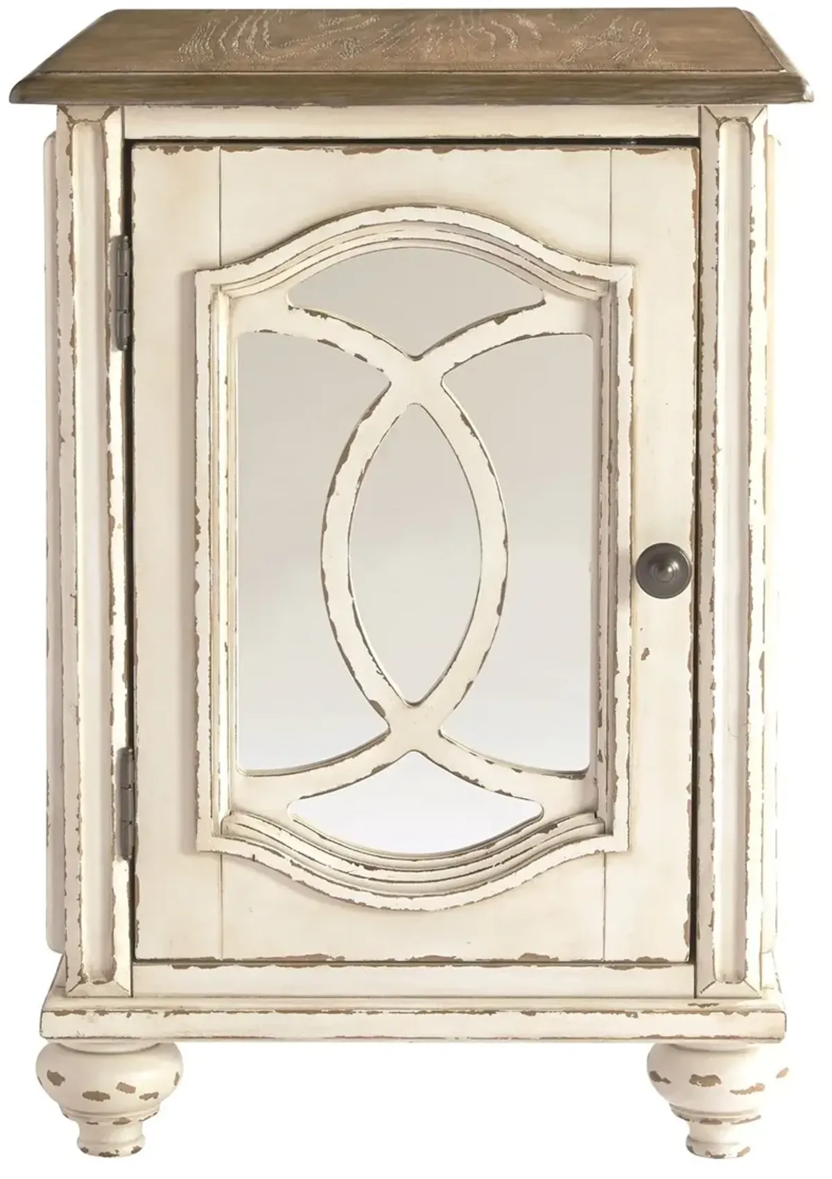 Realyn - White / Brown - Chair Side End Table - Insert Mirror