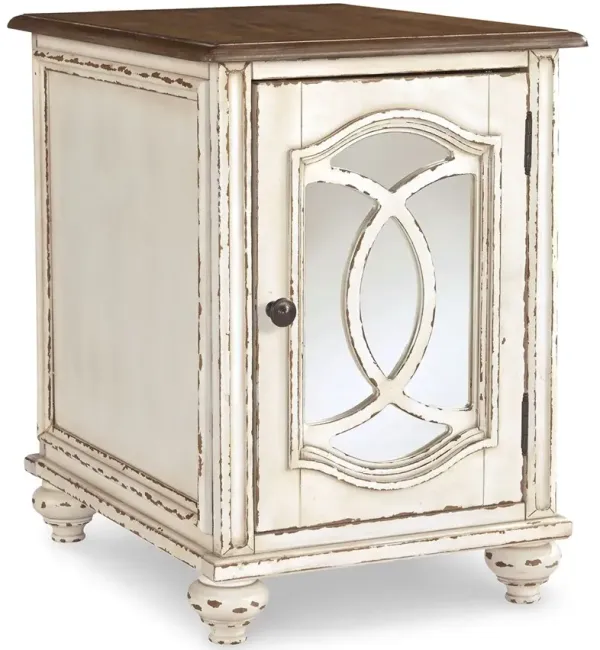 Realyn - White / Brown - Chair Side End Table - Insert Mirror