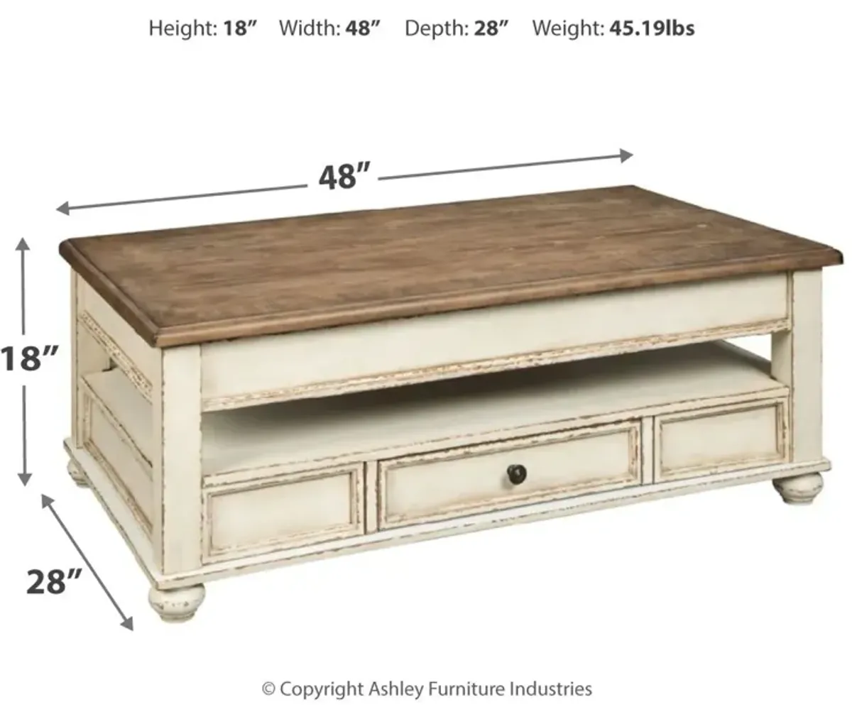 Realyn - White / Brown - Lift Top Cocktail Table