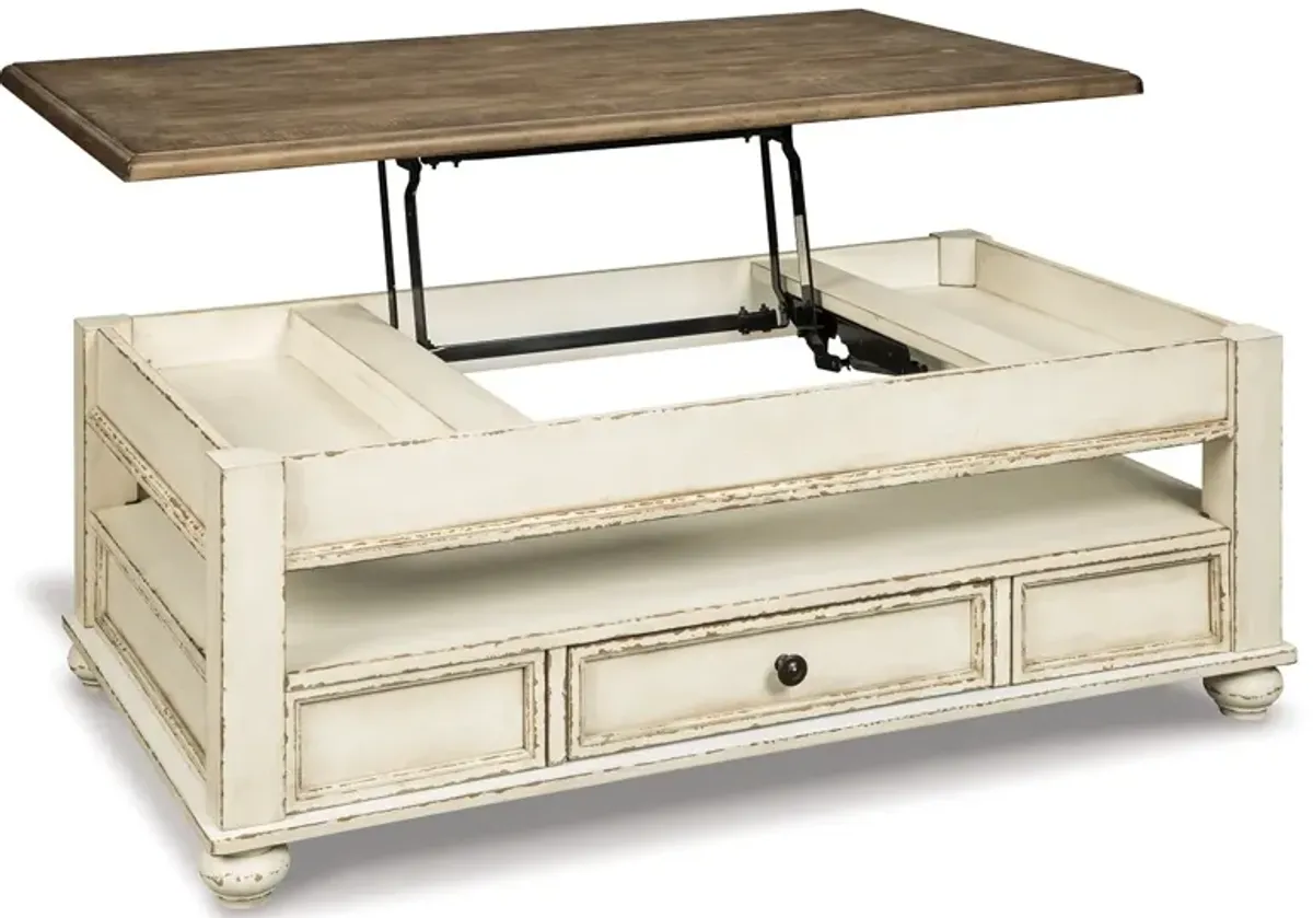 Realyn - White / Brown - Lift Top Cocktail Table