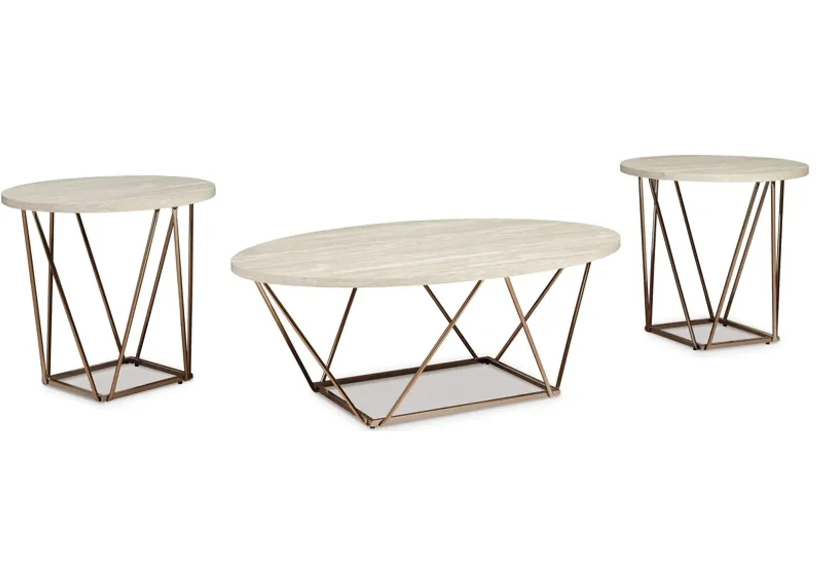 Tarica - White / Metallic - Occasional Table Set (Set of 3)