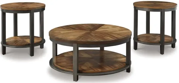 Roybeck - Occasional Table Set (Set of 3) - Light Brown / Bronze