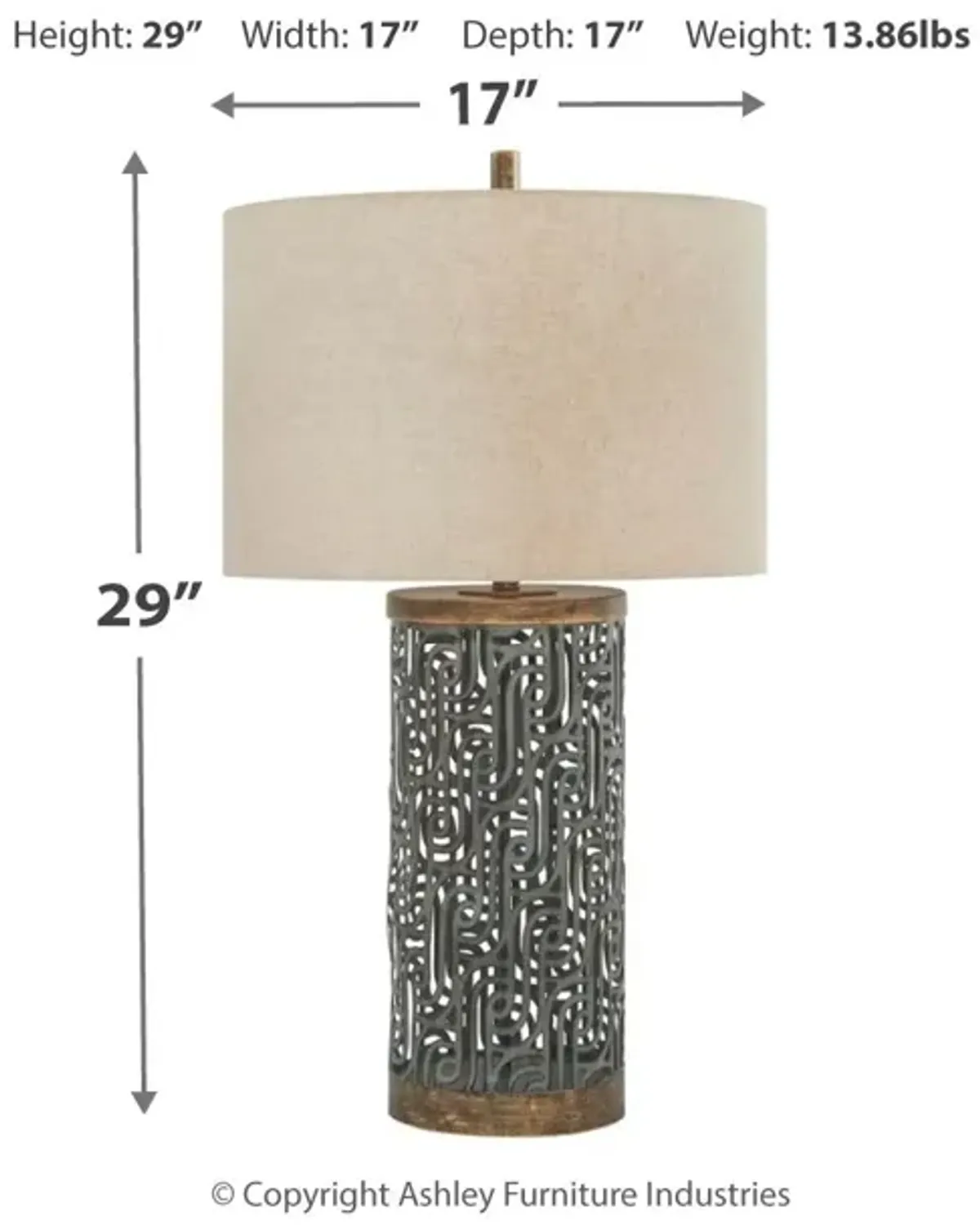 Dayo - Gray / Gold Finish - Metal Table Lamp