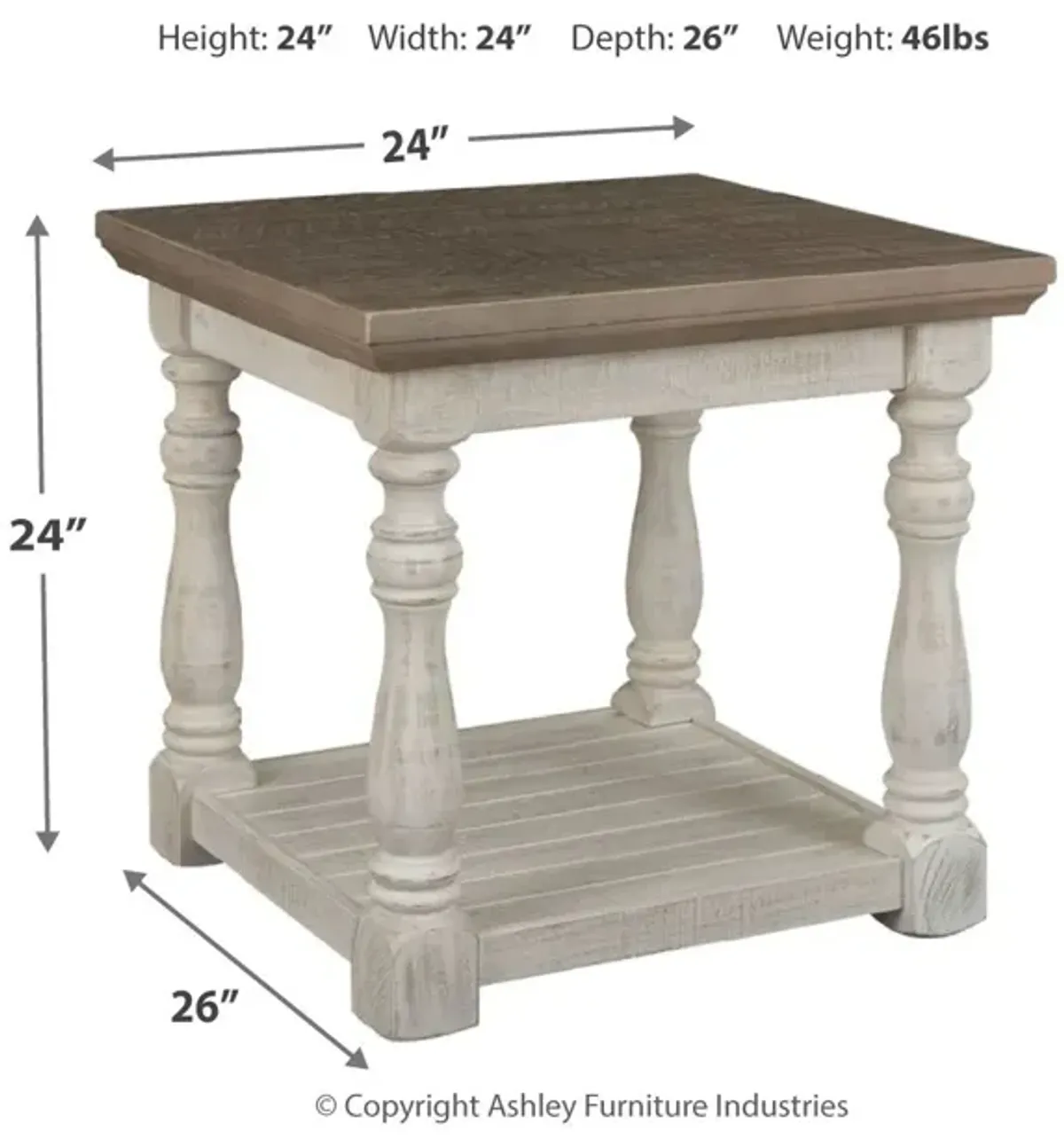 Havalance - Rectangular End Table - Gray / White