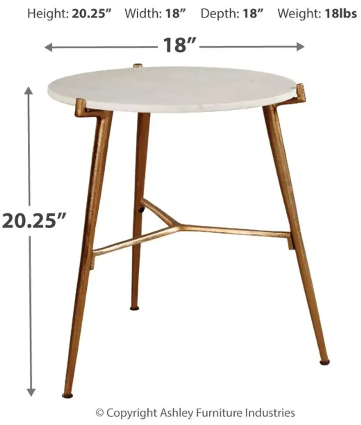 Chadton - White / Gold Finish - Accent Table