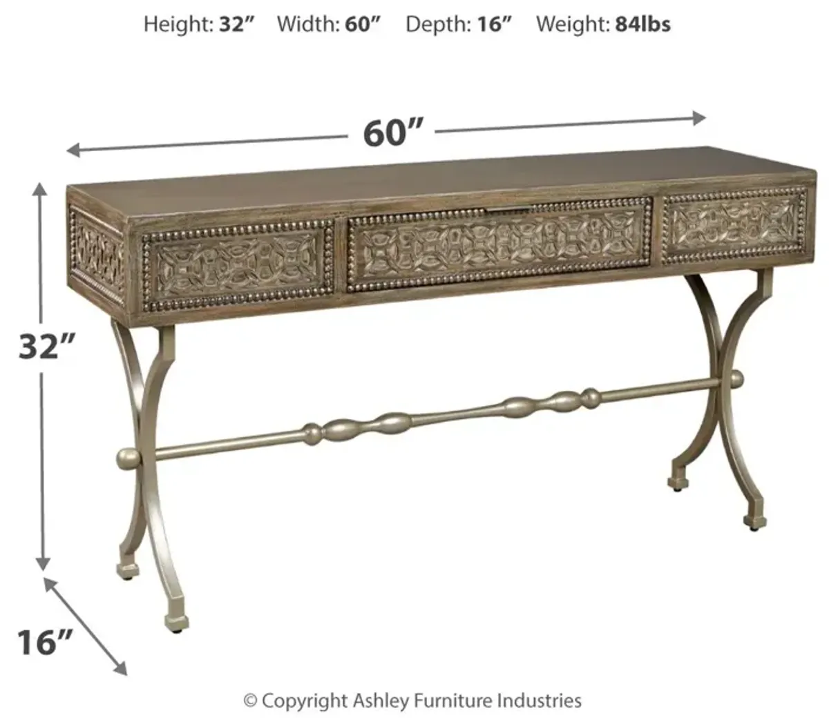 Quinnland - Antique Black - Console Sofa Table