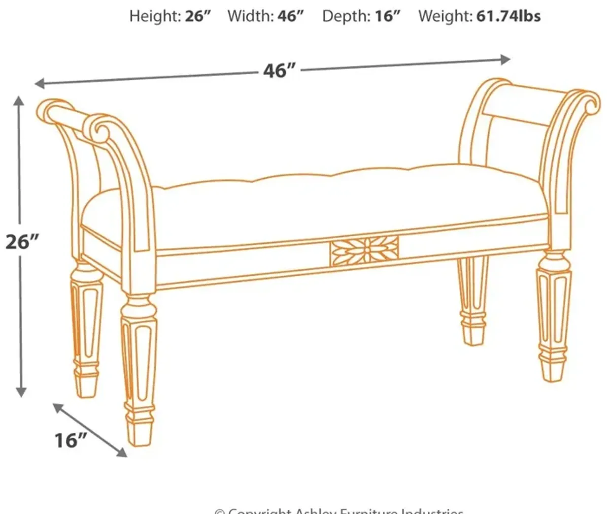 Realyn - Antique White - Accent Bench