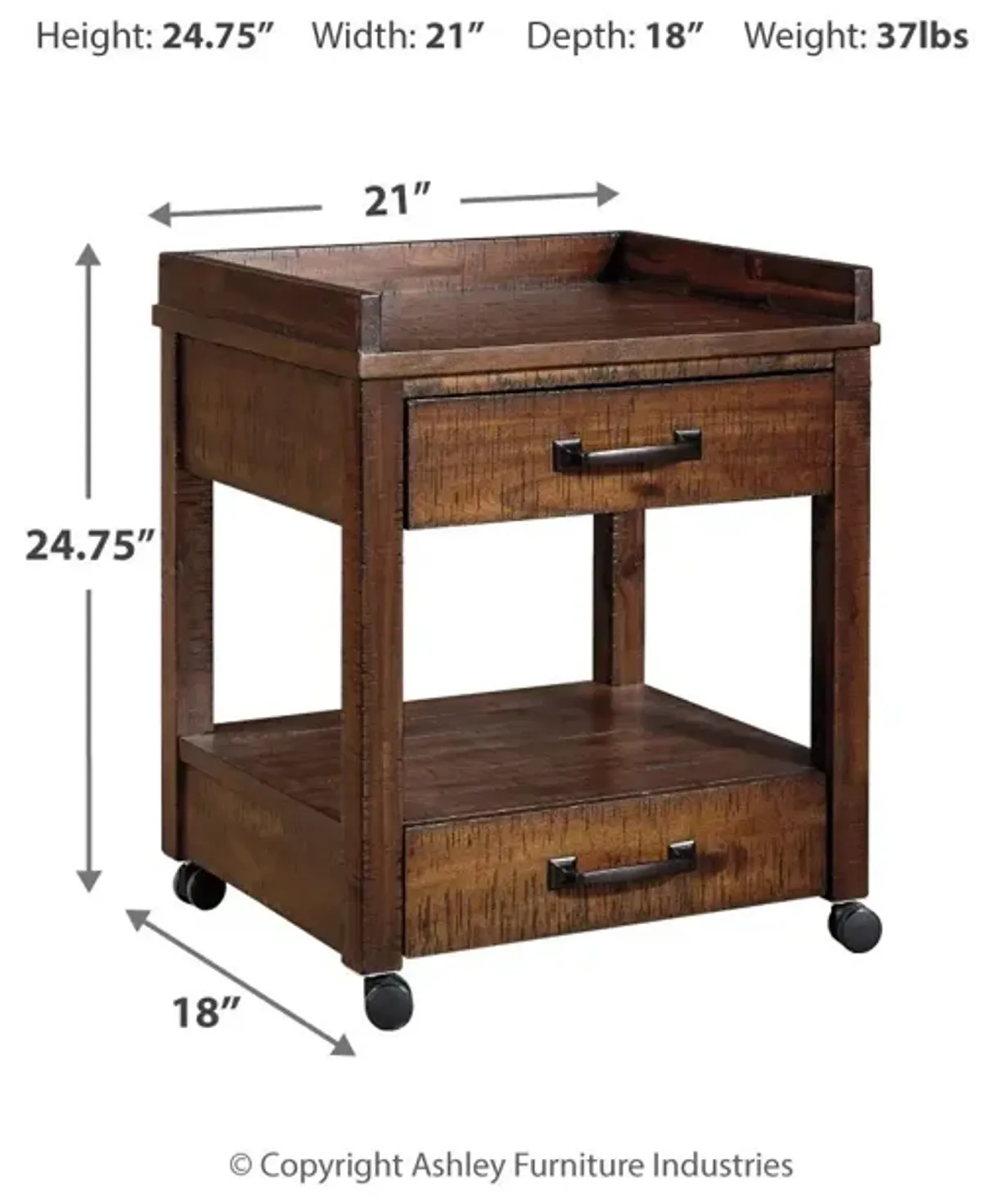 Baldridge - Rustic Brown - Printer Stand