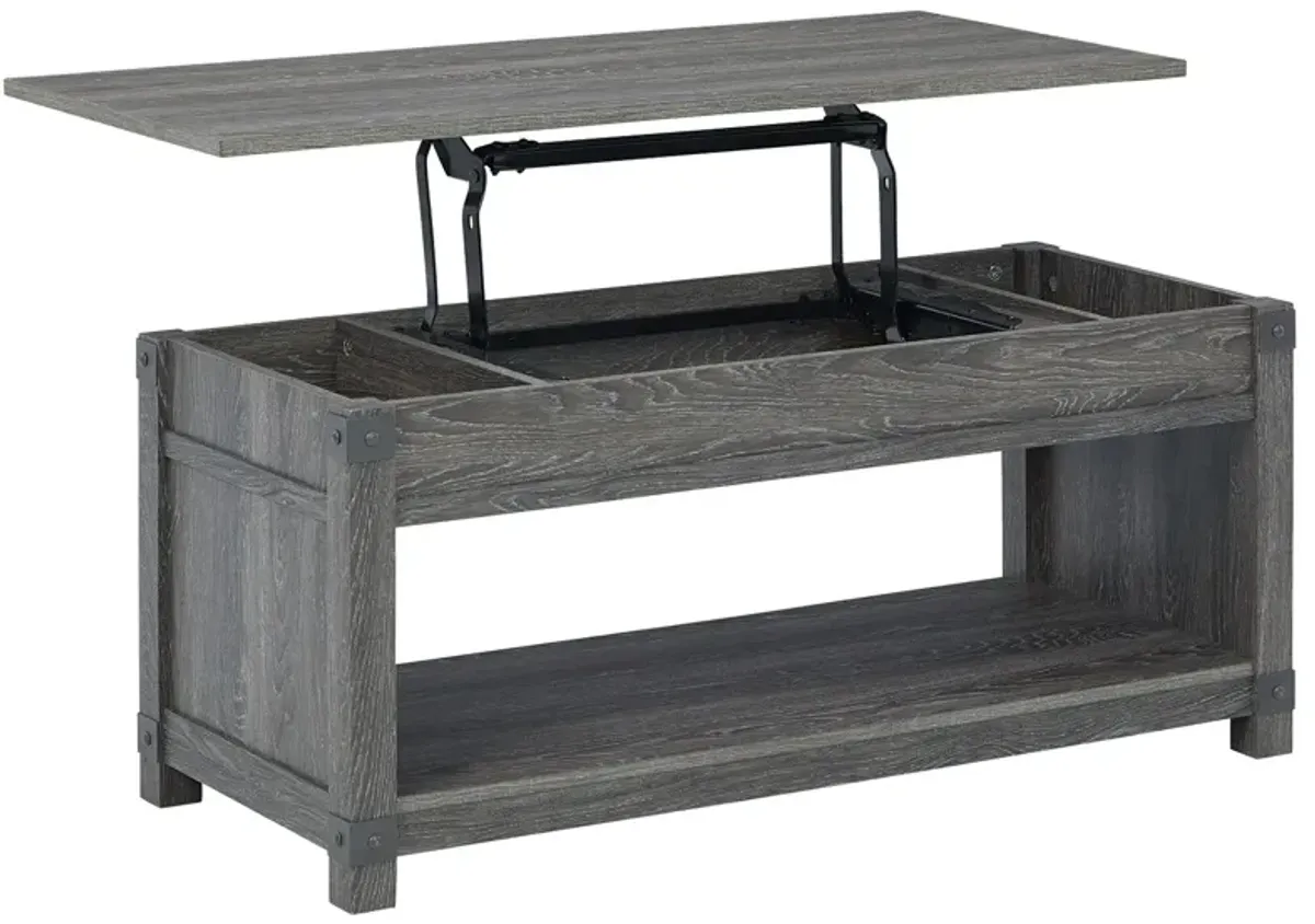 Freedan - Rect Lift Top Cocktail Table - Grayish Brown