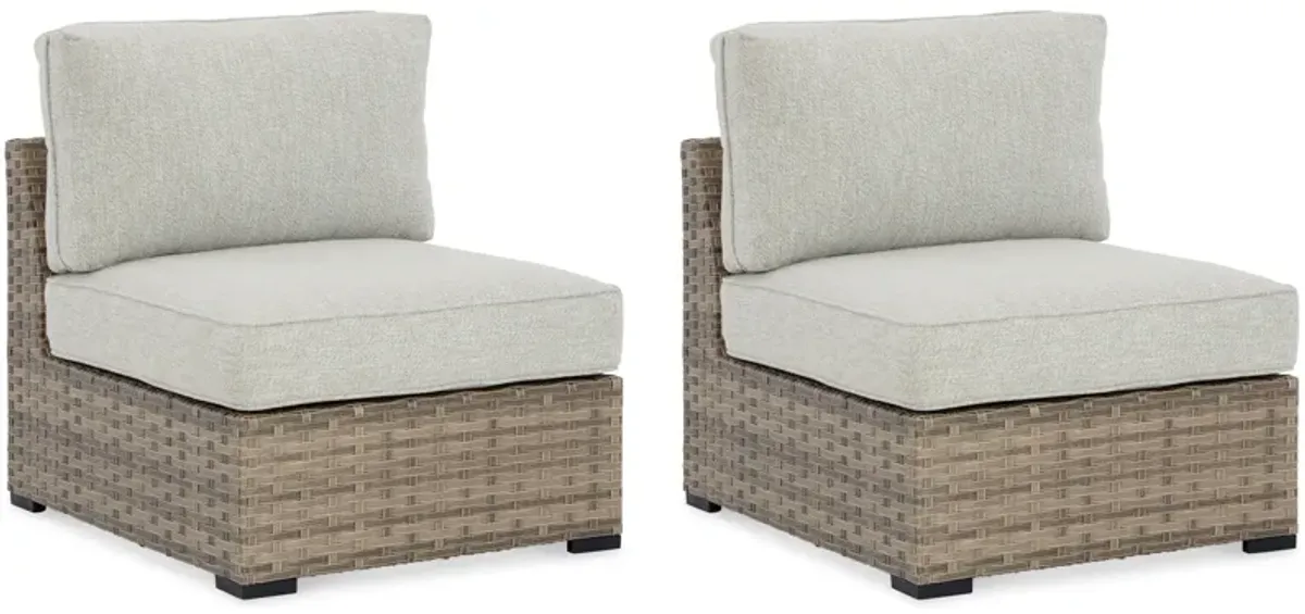 Calworth - Beige - Armless Chair W/Cushion (Set of 2)