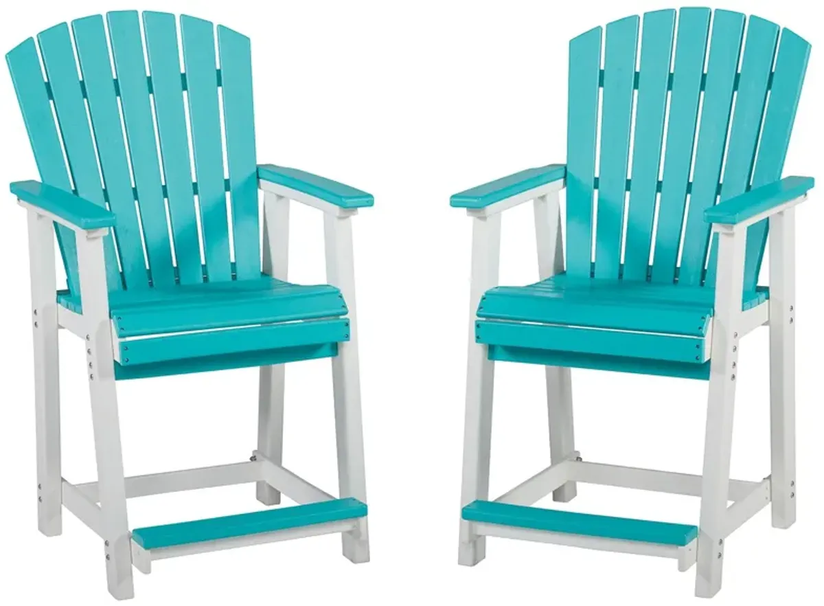 Eisely - Turquoise / White - Barstool (Set of 2)