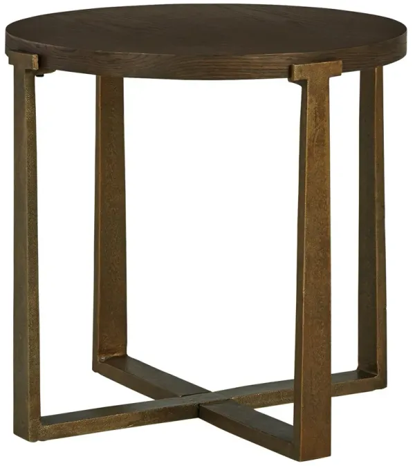 Balintmore - Brown / Gold Finish - Round End Table