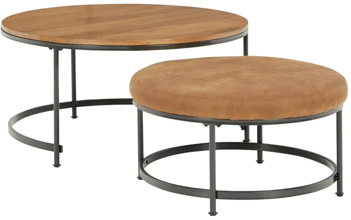 Drezmoore - Light Brown / Black - Nesting Cocktail Tables (Set of 2)