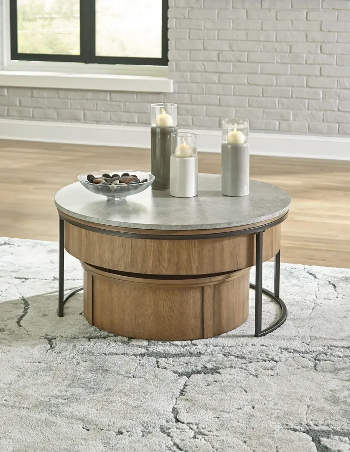 Fridley - Gray / Brown / Black - Nesting Cocktail Tables (Set of 2)